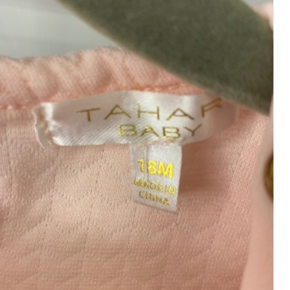 Tahari Baby Girl Light Pink Quilted Chevron Peplum Long Sleeve Top 18 mo. - Picture 5 of 5